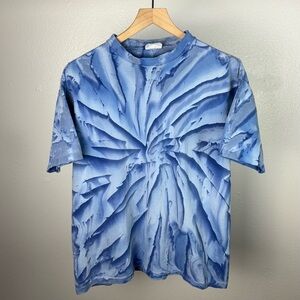 Vintage Fantaseas Tie Dye T Shirt Single Stitch Size Large Blue Geometric Swirl